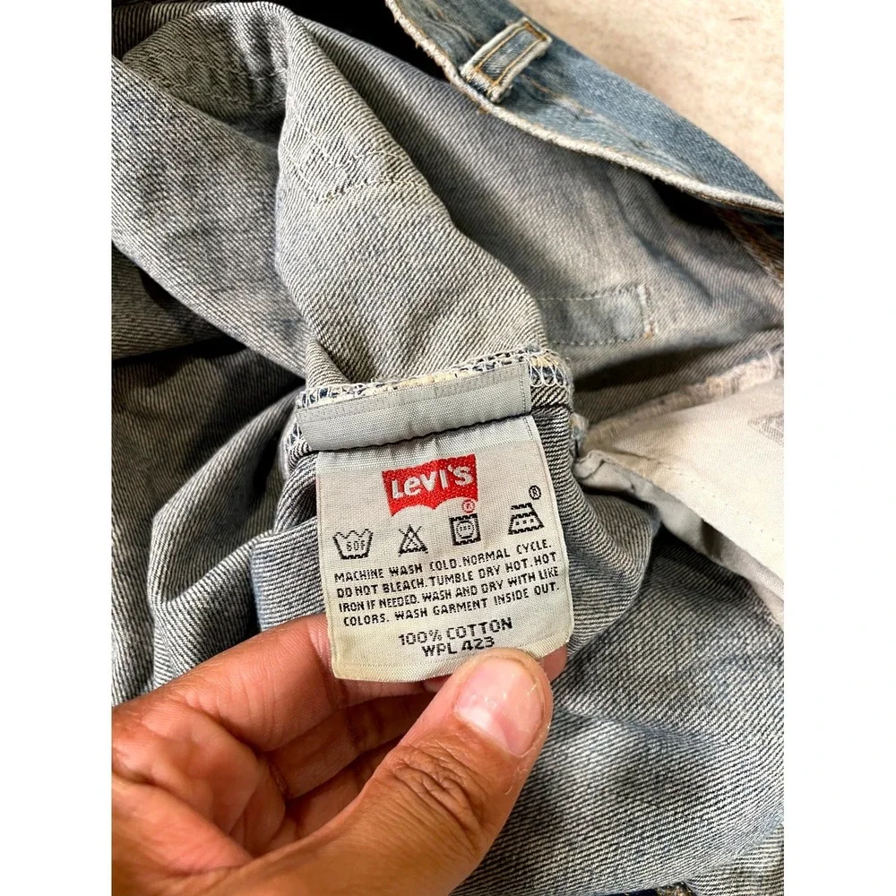 Levis 501 Original Fit Jeans Mens 40x30 Blue Denim Cotton High Rise Straight Leg